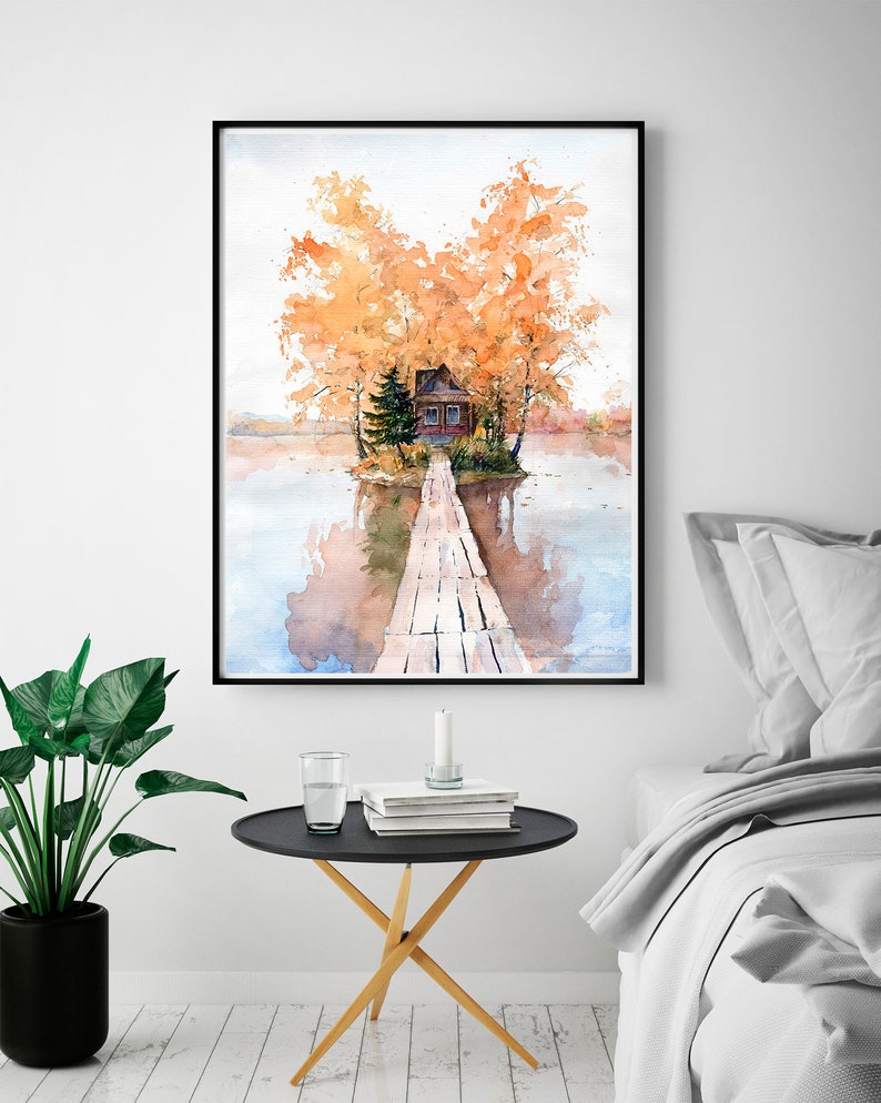 Осенний пейзаж с озером декор стены дома озера Скачать 5 — изображение