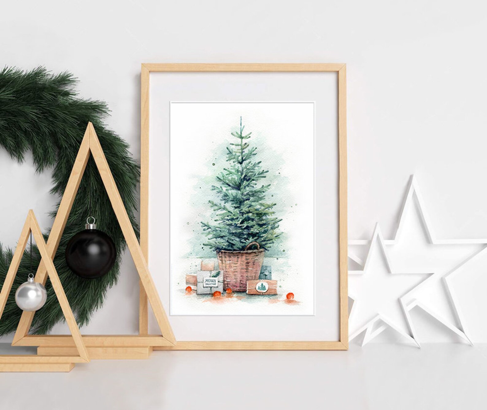Christmas Tree Art Print Scandinavian christmas art | Etsy