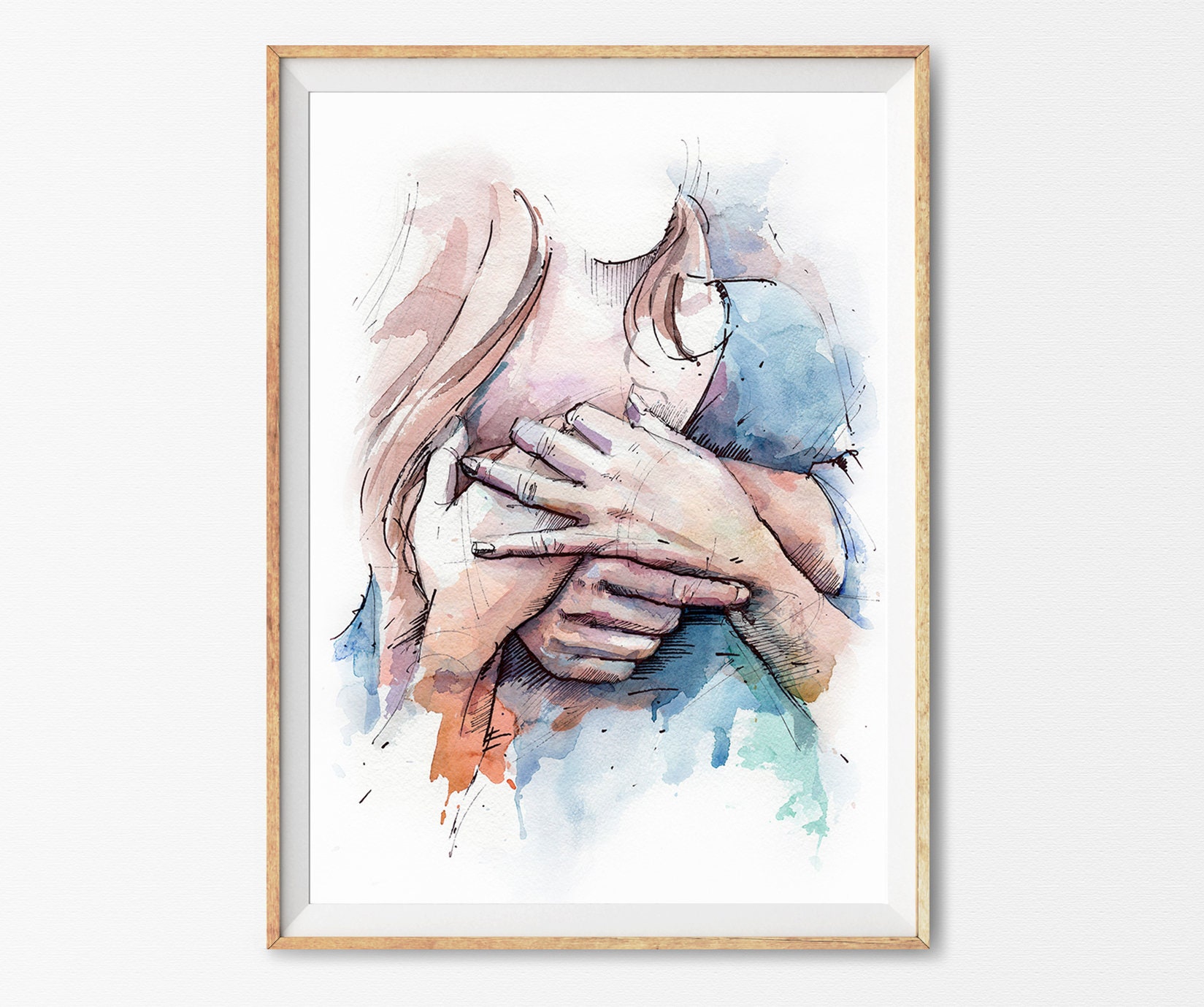 Holding Hands Watercolor Romantic Couple Wall Art Holding Etsy Holding Hands Watercolor Romantic Couple Wall Art Holding Etsy