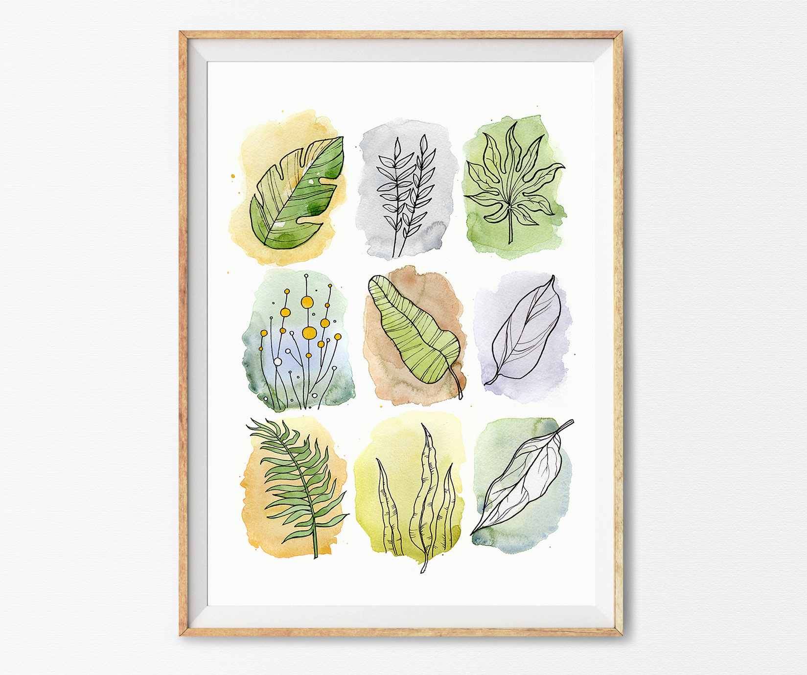 Abstract Botanical Art Set Watercolor Abstract Botanical Etsy
