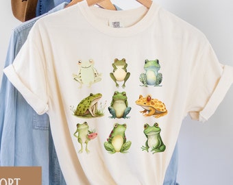 CUTE FROG Oversized T-SHIRT, Forestcore Golbincore Shirt, Trendy Boho Amphibian Tee, Adorable Frog Tee Best Frog Lover Gift, Cute Frog Shirt