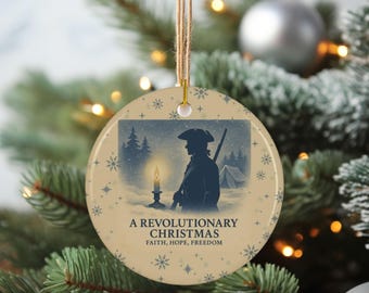 Revolutionary Christmas Ornament Double-Sided Patriotic Colonial Keepsake, Historic 1776–2026 Style Decoration, Early American Tree Ornament