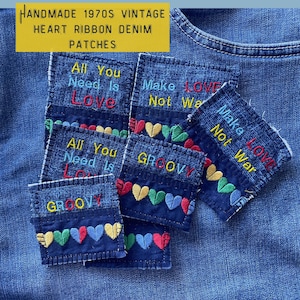 GROOVY HIPPIE 1970s Patch Boho Hippie Groovy Patch Made from Vintage 70s Trim Handmade Sew Fabric Patch for Jeans Jackets Totes Sweatshirts
