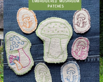 HANDMADE Boho MUSHROOM PATCH, Cottagecore Sew On Embroidered Mushroom Patch, Handmade Fabric Patches for Jeans Jackets Totes Sweatshirts