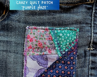Crazy Quilt Embroidered Sew On Patches Embroidered Boho Patches for Junk Journaling, Handmade Sew On Fabric Patches for Jeans Jackets Totes