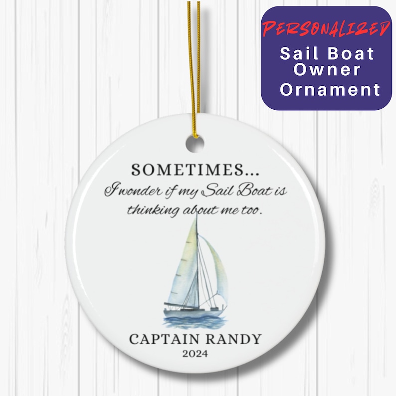 Personalized Boat Owner Ornament Custom Nautical Gift for Boating