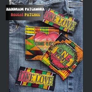 BOHO Hippie Reggae Patches Reggae Music Patch One Love Jamaican Patch Handmade Sew On Fabric Patch for Jeans Jackets Totes Sweatshirts