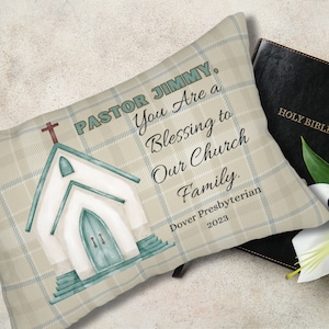 Personalized Gift for Pastor, Pastor Appreciation Gift Lumbar Pillow, Special Gift for a Pastor, Pastor Gift from the Church Family