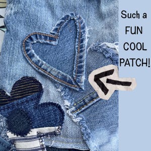 Handmade Boho Denim Heart Patch Denim Jeans Hippy Heart Patchwork Patch Handmade Sew On Fabric Patches for Jeans Jackets Totes Sweatshirts