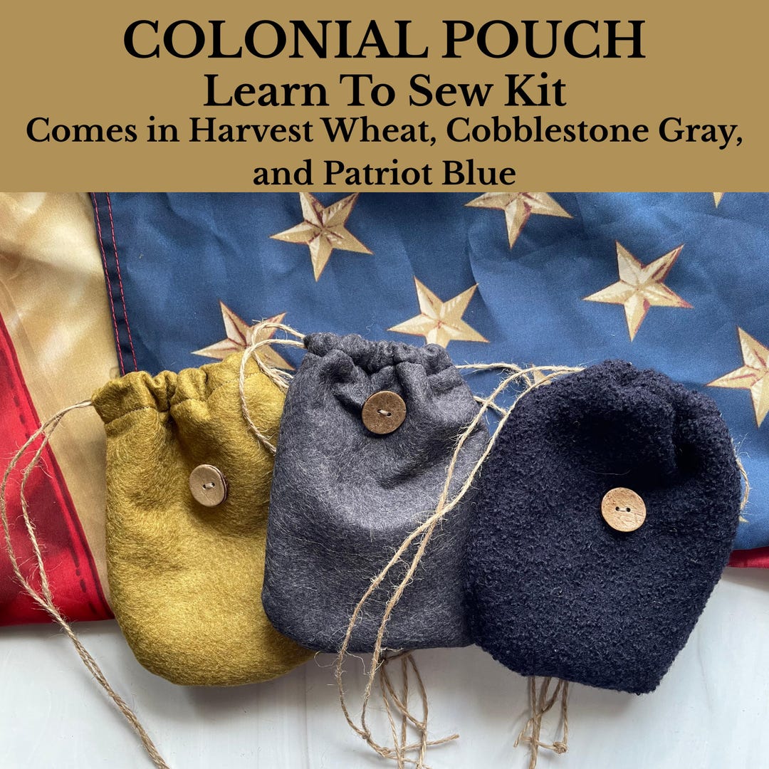 Colonial Pouch Learn-to-sew Kit With 1776 Wooden Coins & History Card ...