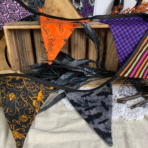 Halloween Purple Orange Black Bunting Flag Banner, Halloween Flag Banner Decor, Halloween Pennant Banner, Haunted Mansion Flag Banner