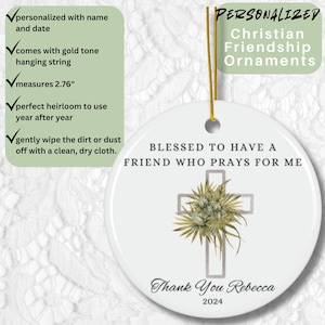 Personalized Christian Friendship Ornament Custom Faith-Based Gift for Friend Religious Prayer Ornament for Friends Christian Christmas Gift