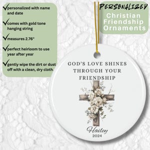 Personalized Christian Friendship Ornament Custom Faith-Based Gift for Friend Religious Prayer Ornament for Friends Christian Christmas Gift