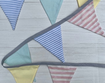 Pastel Rainbow Colors Bunting Flag Banner, Pennant Flag Garland, Nursery Rainbow Decor Crib or Wall Bunting, Baby Shower, Playroom Decor