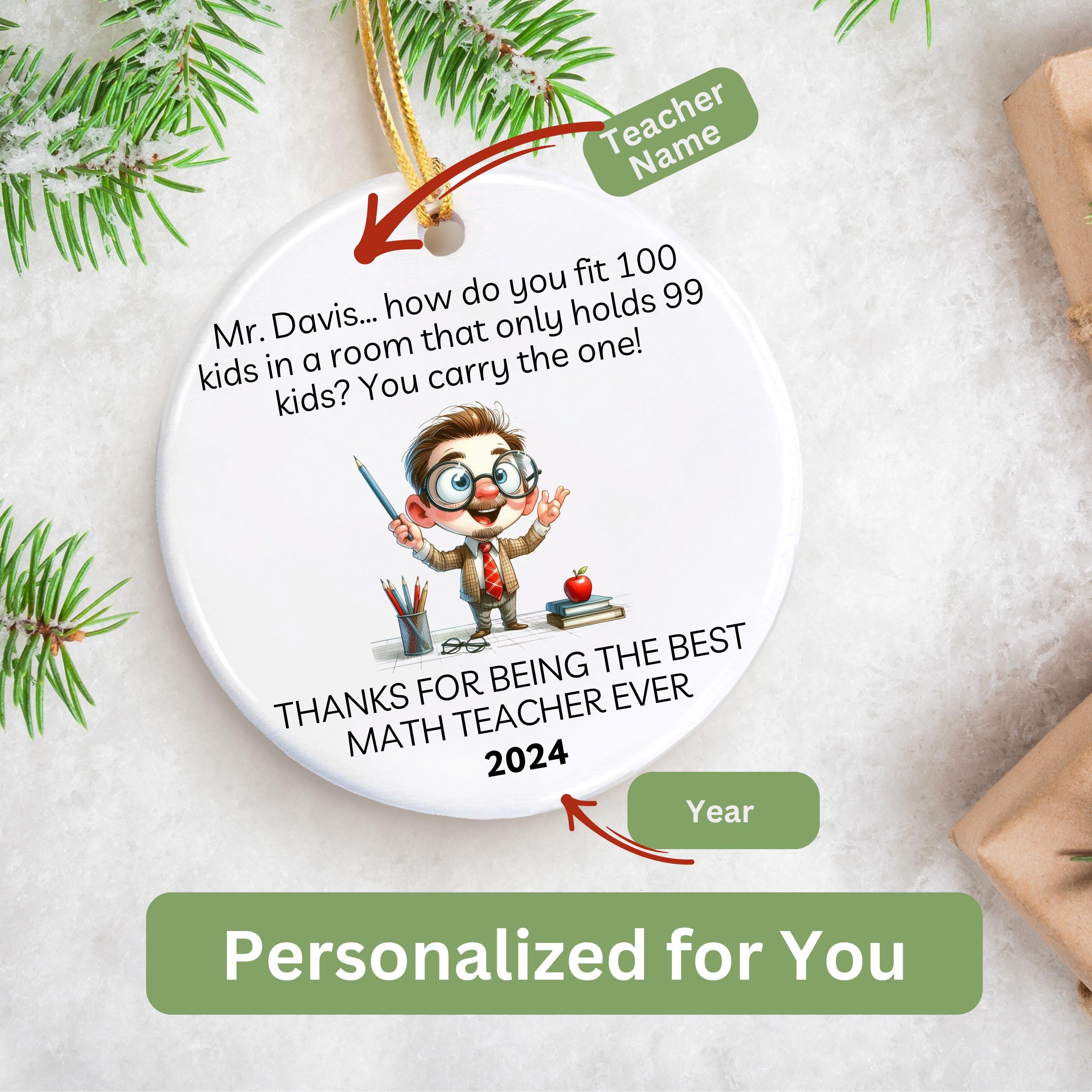 Personalized Funny Math Teacher Ornament Mrs. Teacher Appreciation Gift ...