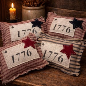Primitive Colonial Homespun 1776 Bowl Filler Handmade Americana Decor 4th of July Colonial Style Pillow 5"x7" We the People Shelf Sitter image 4