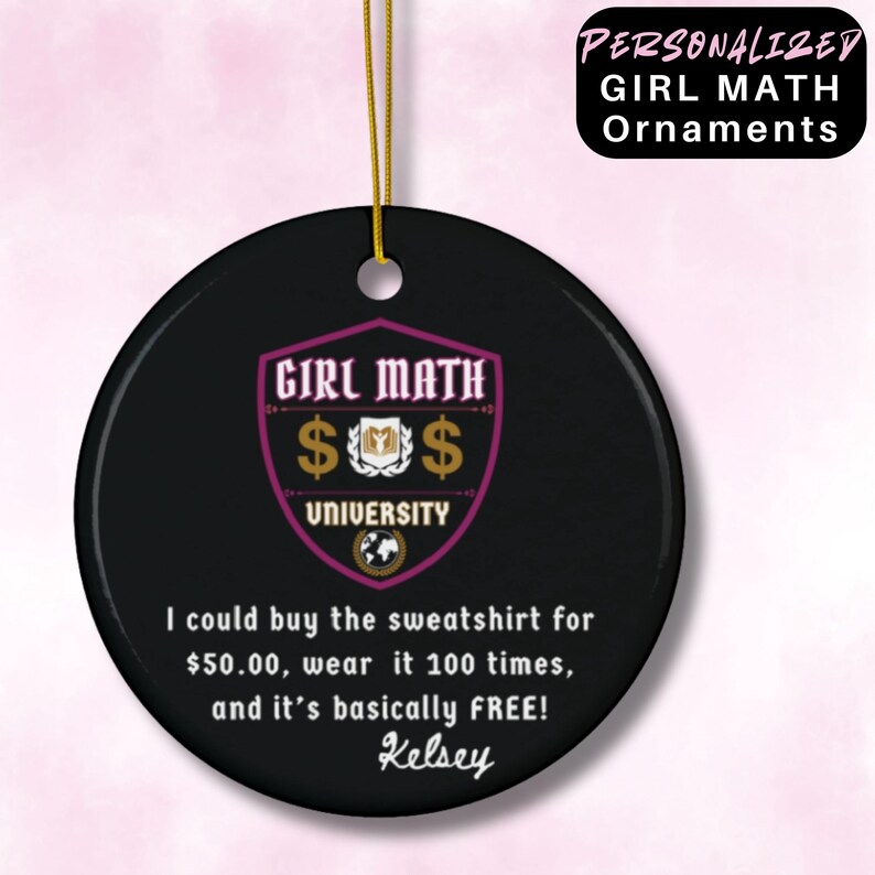 GIRL MATH UNIVERSITY Ornament Personalized Free Girls Night
