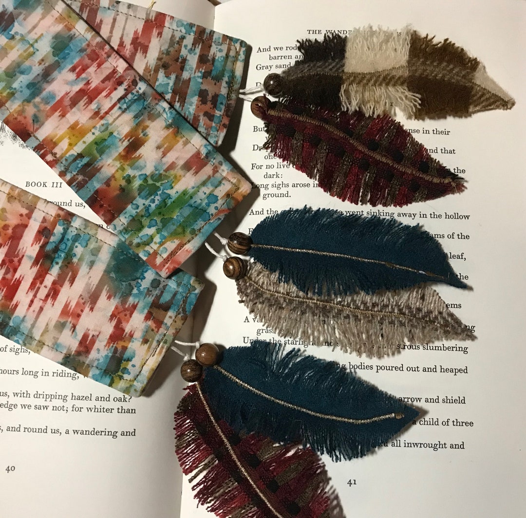 Tie-dye Aztec Southwest Feather Bookmark, Handmade Feather From ...