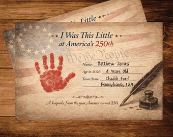 I Was This Little handafdruk kunst 1776-2026 baby peuter aandenken, 250e verjaardag van Amerika afdrukbaar, decor koloniale vlag kinderkamer