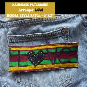 BOHO Hippie Reggae Patches. LOVE Reggae Patch One Love Jamaican Patch Handmade Sew On Fabric Patch for Jeans Jackets Totes Sweatshirts