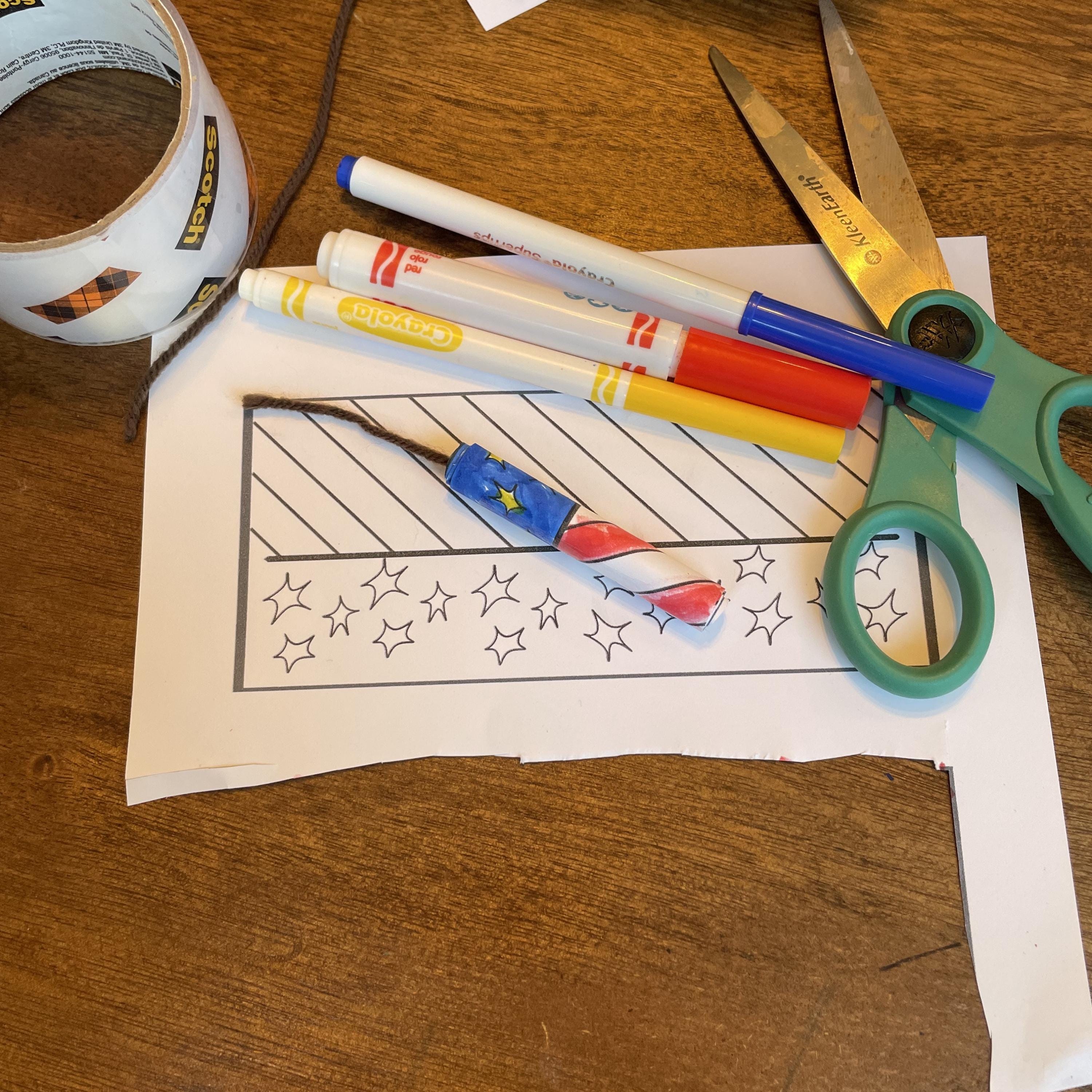 Printable Firecracker Craft for Kids, Patriotic July 4th Paper Craft ...