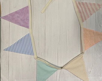Pastel Rainbow Colors Bunting Flag Banner, Pennant Flag Garland, Nursery Rainbow Decor Crib or Wall Bunting, Baby Shower, Playroom Decor