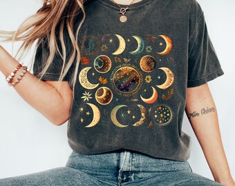 BOHO MOON T-SHIRT, Moon Bohemian Shirt, Moon Shirt, Gift For Moon Lover, Moon Gift, Celestial Shirt, Moon Phase Graphic T-shirt