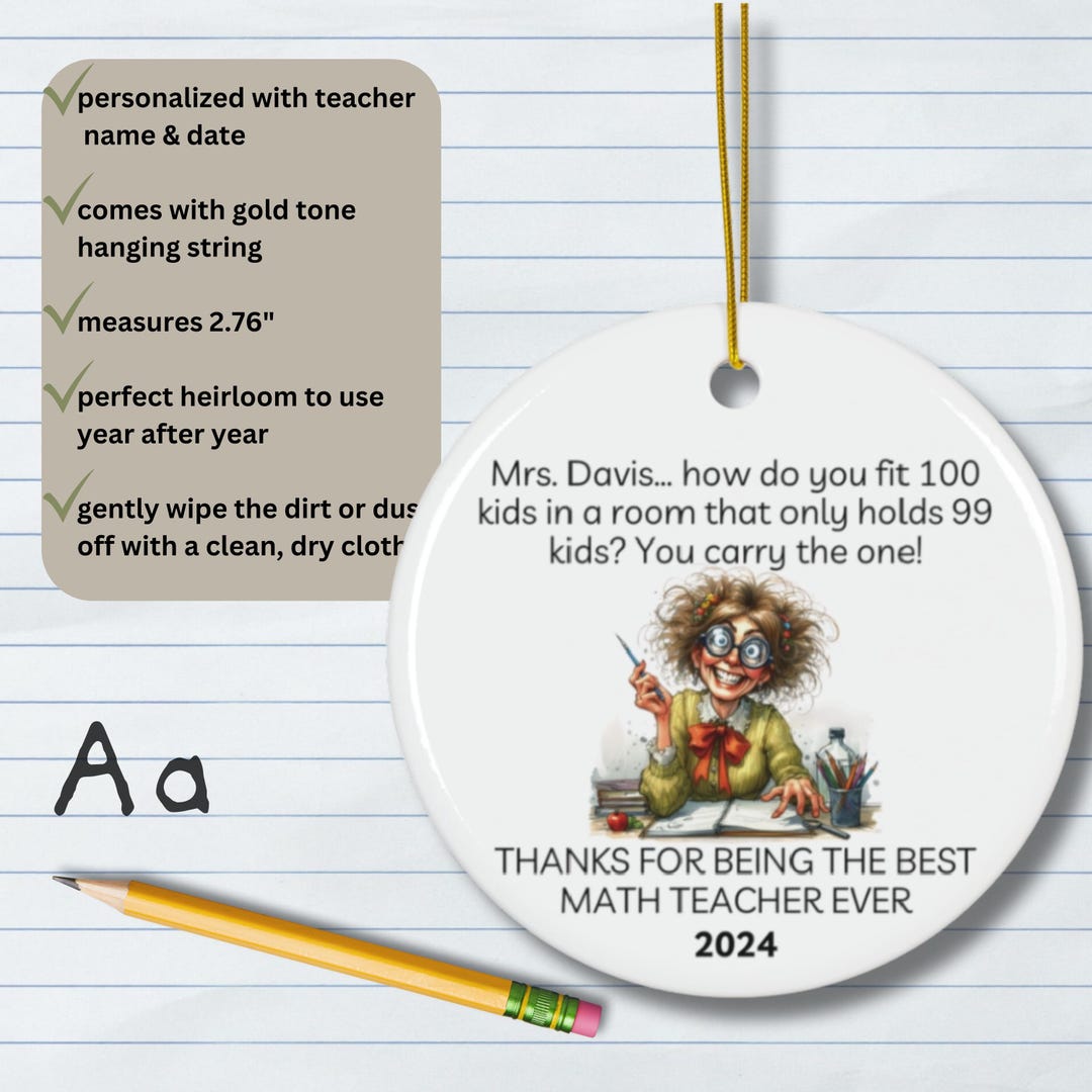 Personalized Funny Math Teacher Ornament Mrs. Teacher Appreciation Gift ...