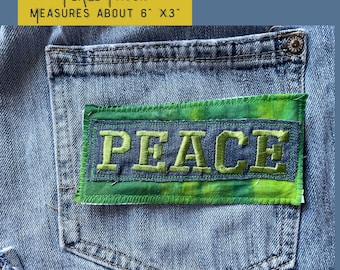 Hippie Denim Peace Patch Boho Raw-Edge Denim Peace-Sign Patchwork Patch Handmade Sew On Fabric Patches for Jeans Jackets Totes Sweatshirts