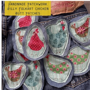 Funny Cute Chicken PATCH Hippie Chicken Farmer Lover Patch Handmade Sew On Fabric Patches for Jeans Jackets Totes Sweatshirts Chicken Butt