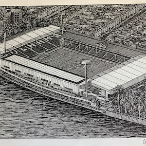 PRINT Drawing of Craven Cottage Fulham FC London England