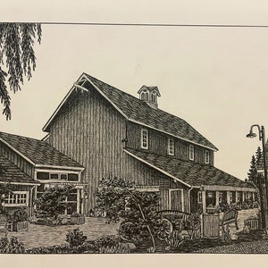 PRINT Drawing of Pickering Barn Issaquah WA