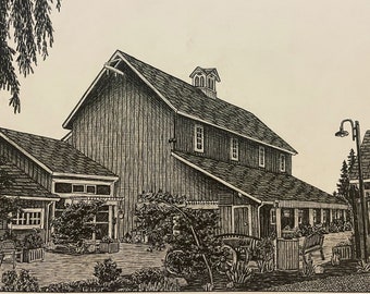 PRINT Drawing of Pickering Barn Issaquah WA