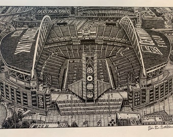 PRINT Drawing of CenturyLink / Lumen Field - Seattle Seahawks Football NF, Sounders MLS Stadium