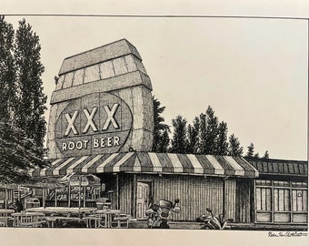 PRINT Drawing of Triple XXX Burgers Issaquah WA