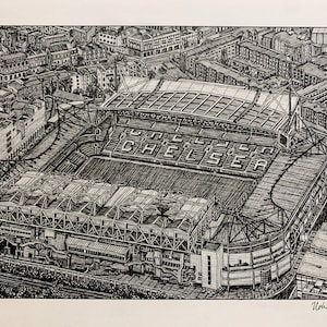 PRINT Drawing of Stamford Bridge Chelsea FC London England