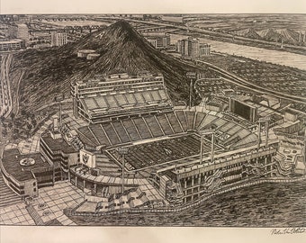 PRINT Drawing of Sun Devil Stadium Arizona State Sun Devils Football Tempe ASU