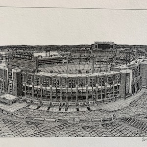 IMPRESSION dessin du stade Lambeau Field Green Bay Packers football Wisconsin NFL