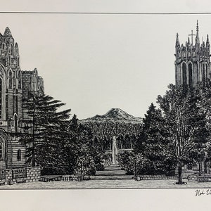 PRINT Drawing of University of Washington Campus Seattle