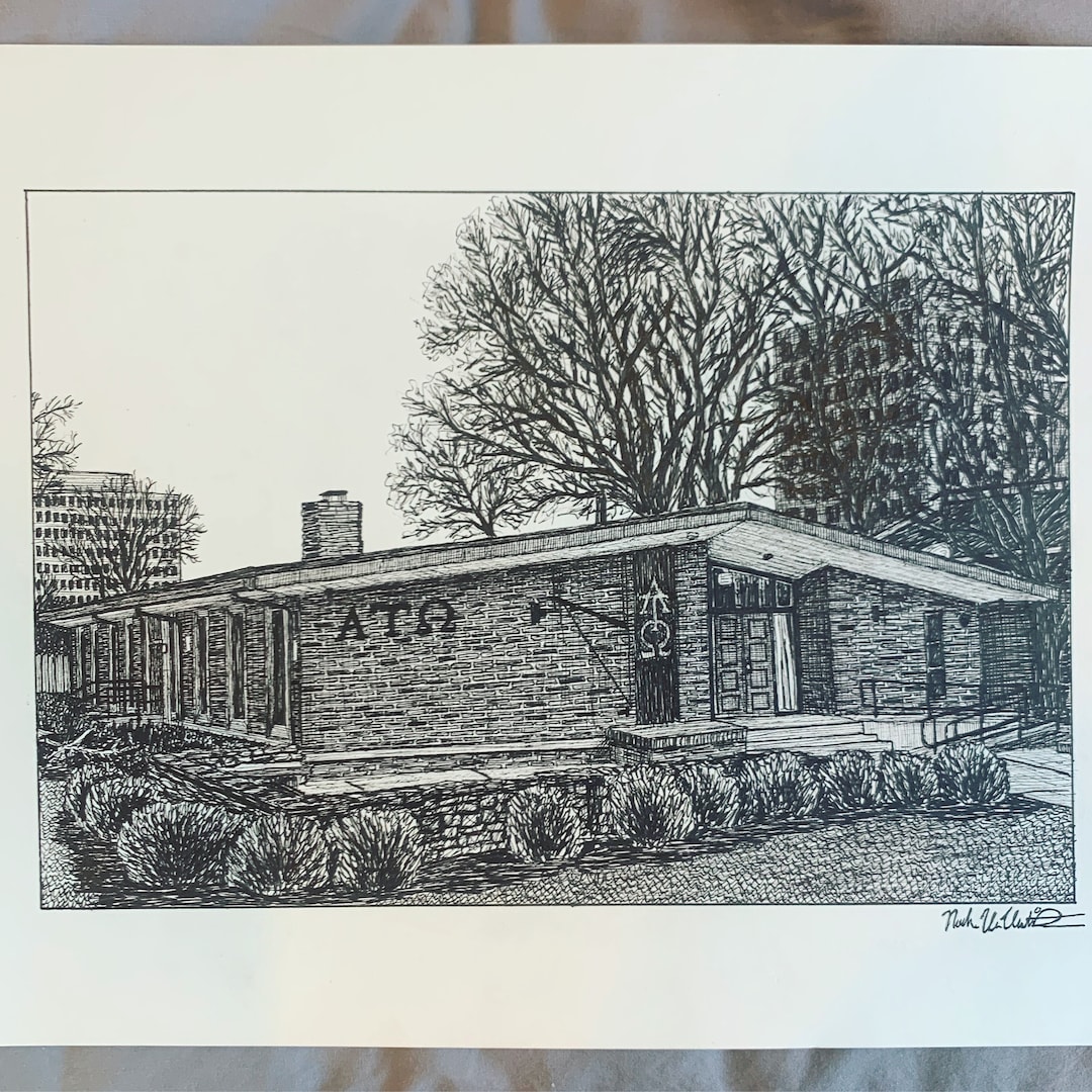 PRINT Drawing of Alpha Tau Omega House, Vanderbilt, Beta Pi