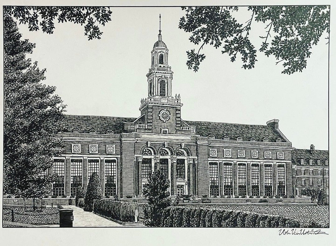 PRINT Drawing of Oklahoma State Campus Cowboys Stillwater OK