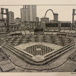 PRINT Drawing of Busch Stadium St. Louis Cardinals Baseball Missouri MLB
