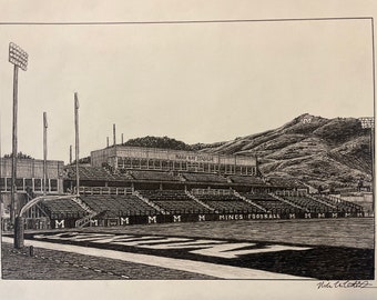 PRINT Drawing of Colorado School of Mines Marv Kay Football Stadium, Golden CO