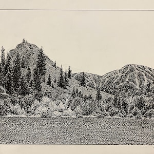 PRINT Drawing of Sun Valley Ski Resort, Hailey ID Idaho