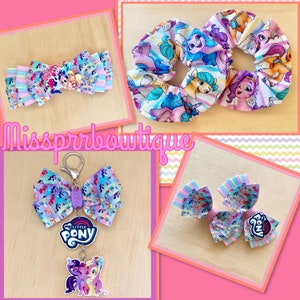 Stunning handmade my little pony hair bow accessories/ large hair bows / matching hair bow clips / keyring / bag tags / pony’s / gifts