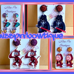 Stunning handmade novelty / animation / movies / resin planar earrings / glass dome / duzzle dome / studs / gifts