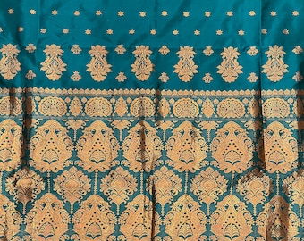 Blue Assam Silk Saree with Golden Threadwork