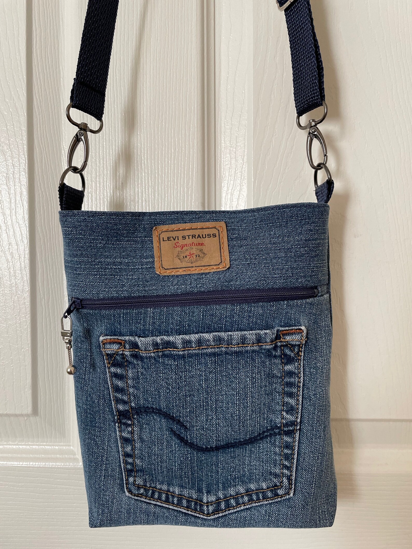 LEVI crossbody denim bag messenger denim bag handmade denim Etsy