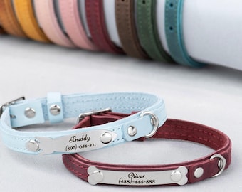 Personalized Leather Cat Collar – Handmade Classic Design with Engraved Name Plate | Best Gift for Cat Owners