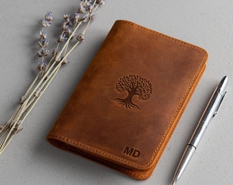 Custom Leather Field Notes Cover personalized with Name embossed - Groomsman gift | Cover for Moleskine Cahier & Field Notes 3.5" x 5.5"